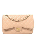 Caviar Quilted Jumbo Double Flap Beige Clair