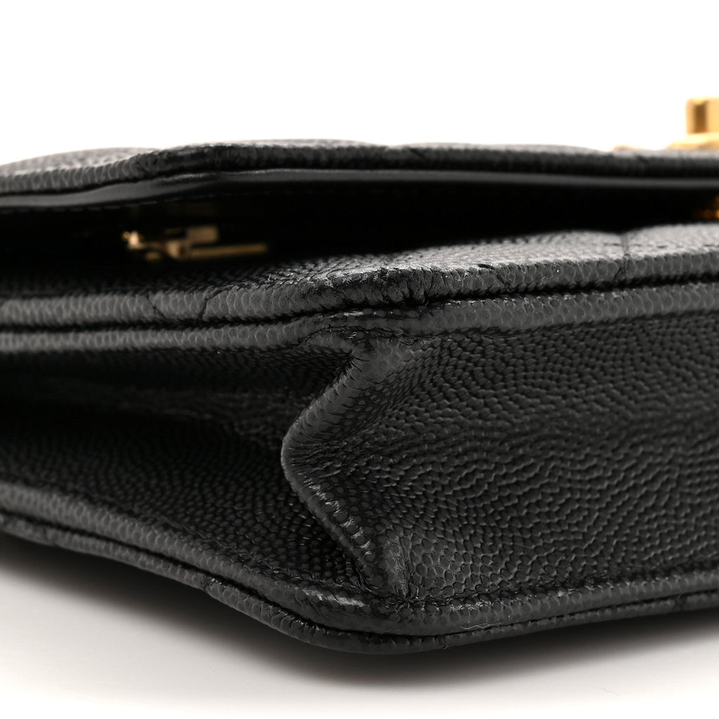 Caviar Quilted CC Turnlock Charm Wallet On Chain WOC Black