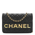 Calfskin Quilted Enchained Wallet On Chain WOC Black