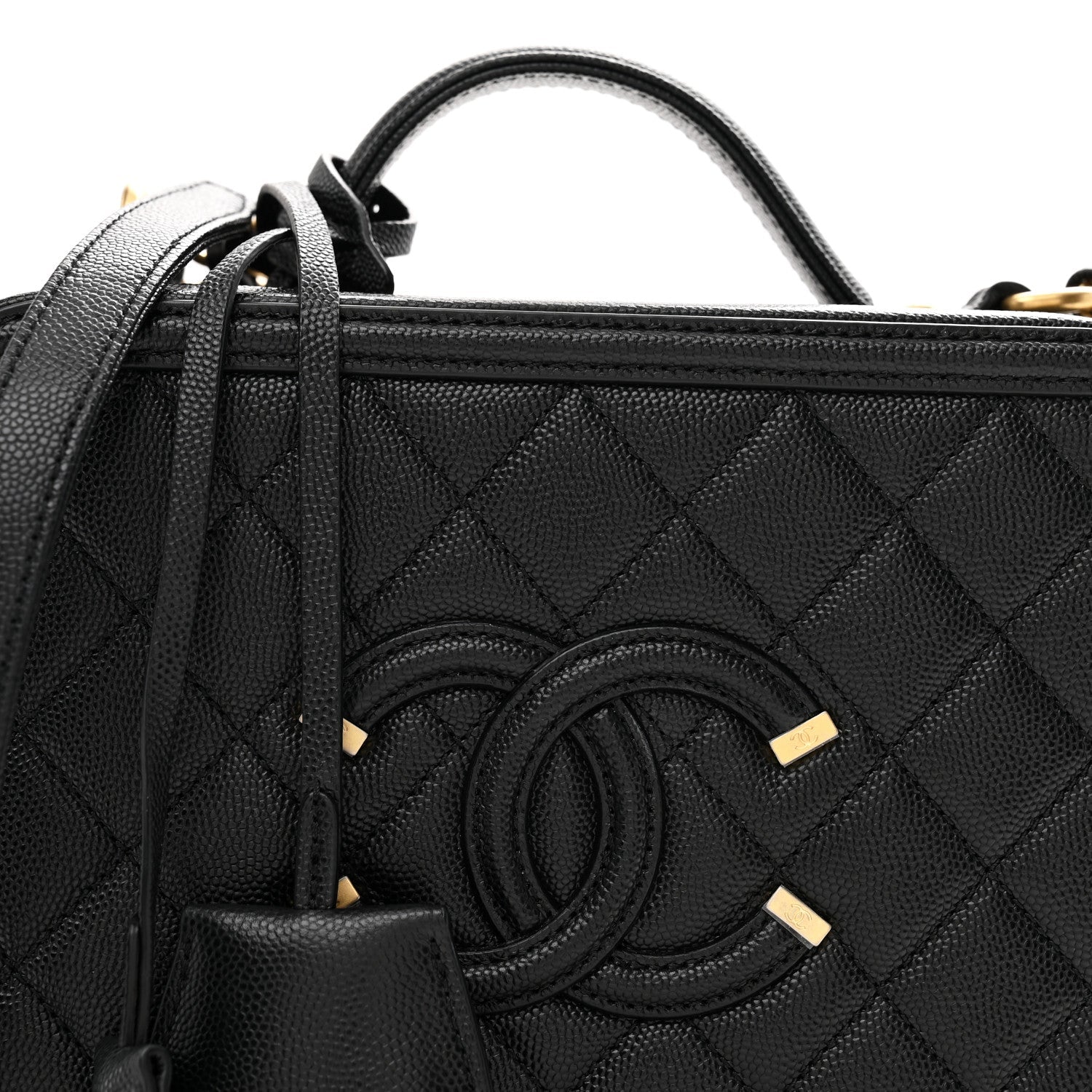 Caviar Quilted Medium CC Filigree Vanity Case Black