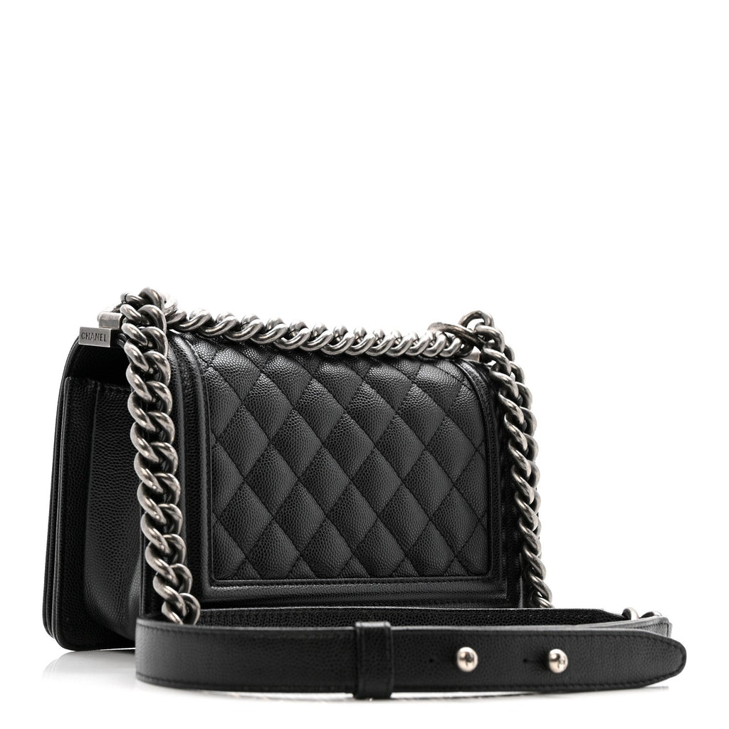 Caviar Quilted Small Boy Flap Black