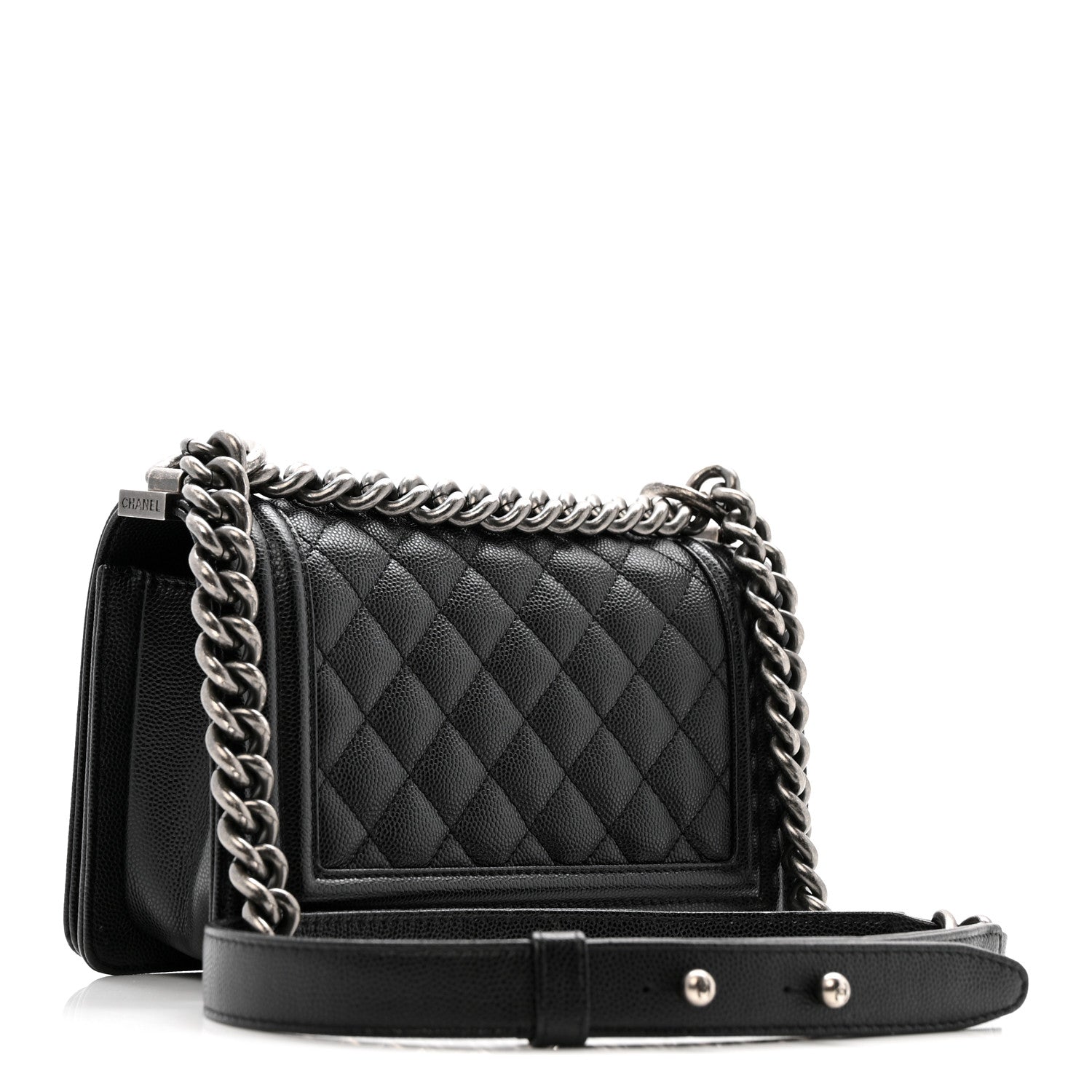 Caviar Quilted Small Boy Flap Black
