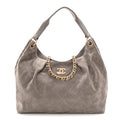 Suede Quilted Large Hobo Dark Grey