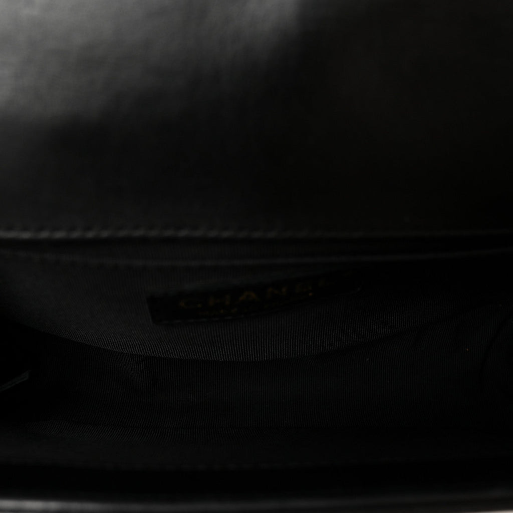 Lambskin Quilted Small Boy Flap Black