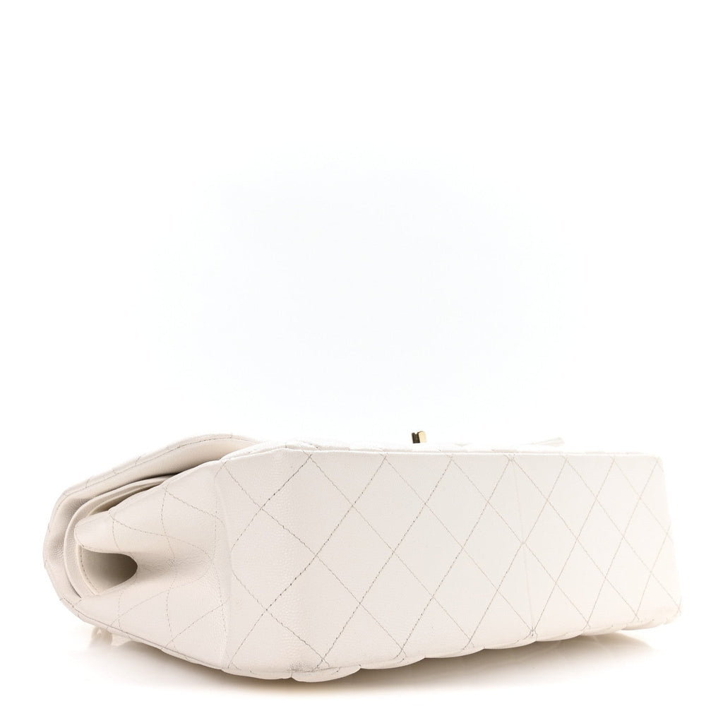 Caviar Quilted Jumbo Double Flap White