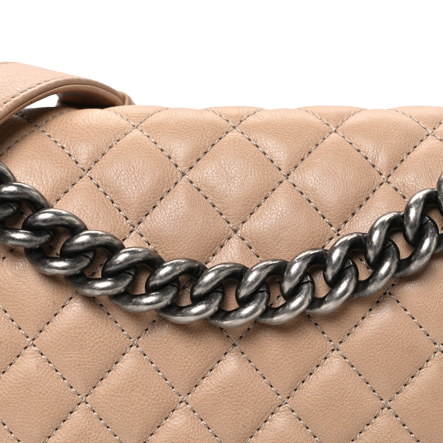 Lambskin Quilted Medium Boy Flap Beige