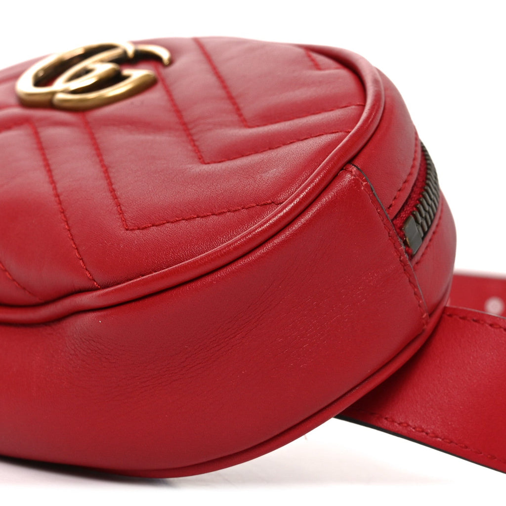 Calfskin Matelasse GG Marmont Belt Bag 105 42 Hibiscus Red