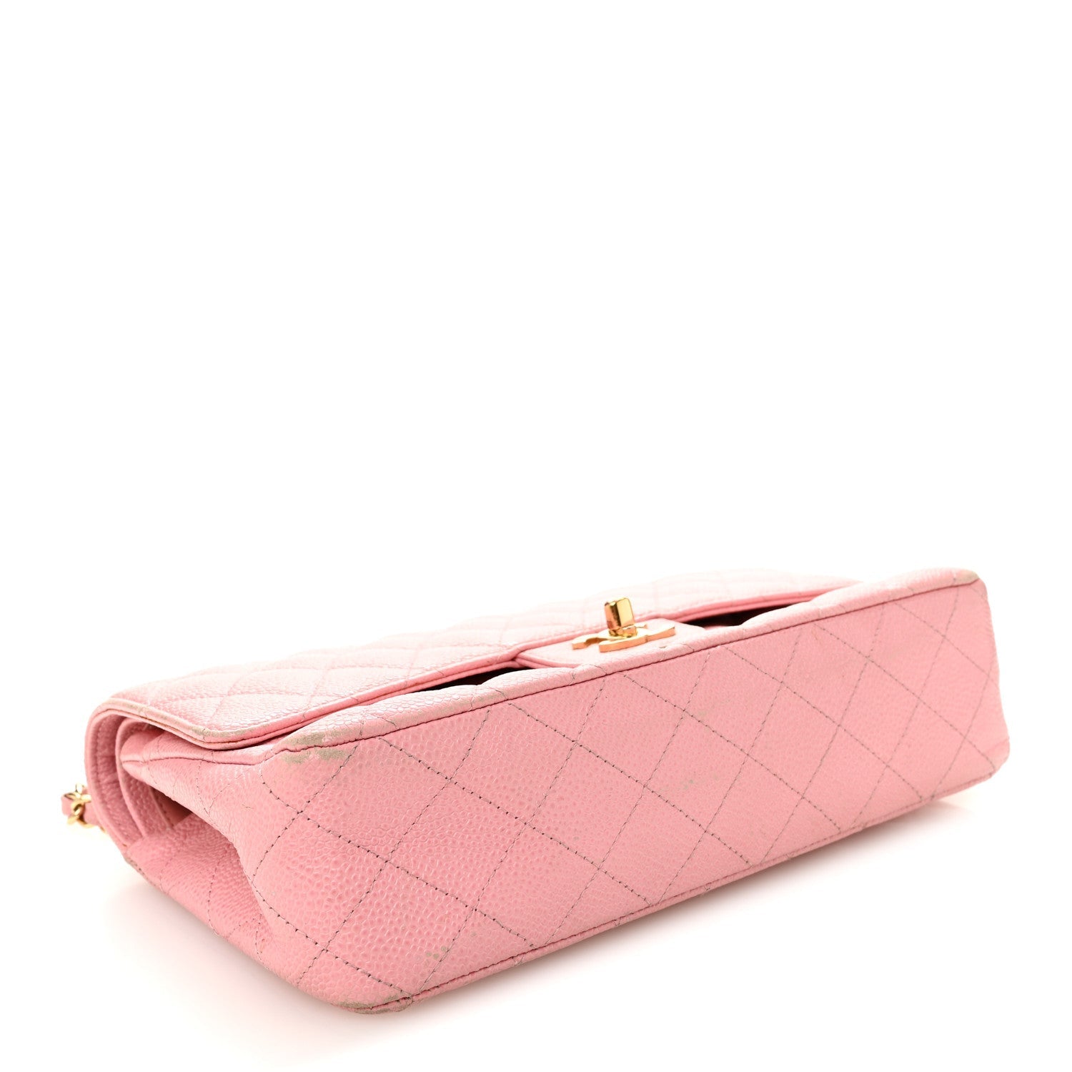 Caviar Quilted Medium Double Flap Light Pink