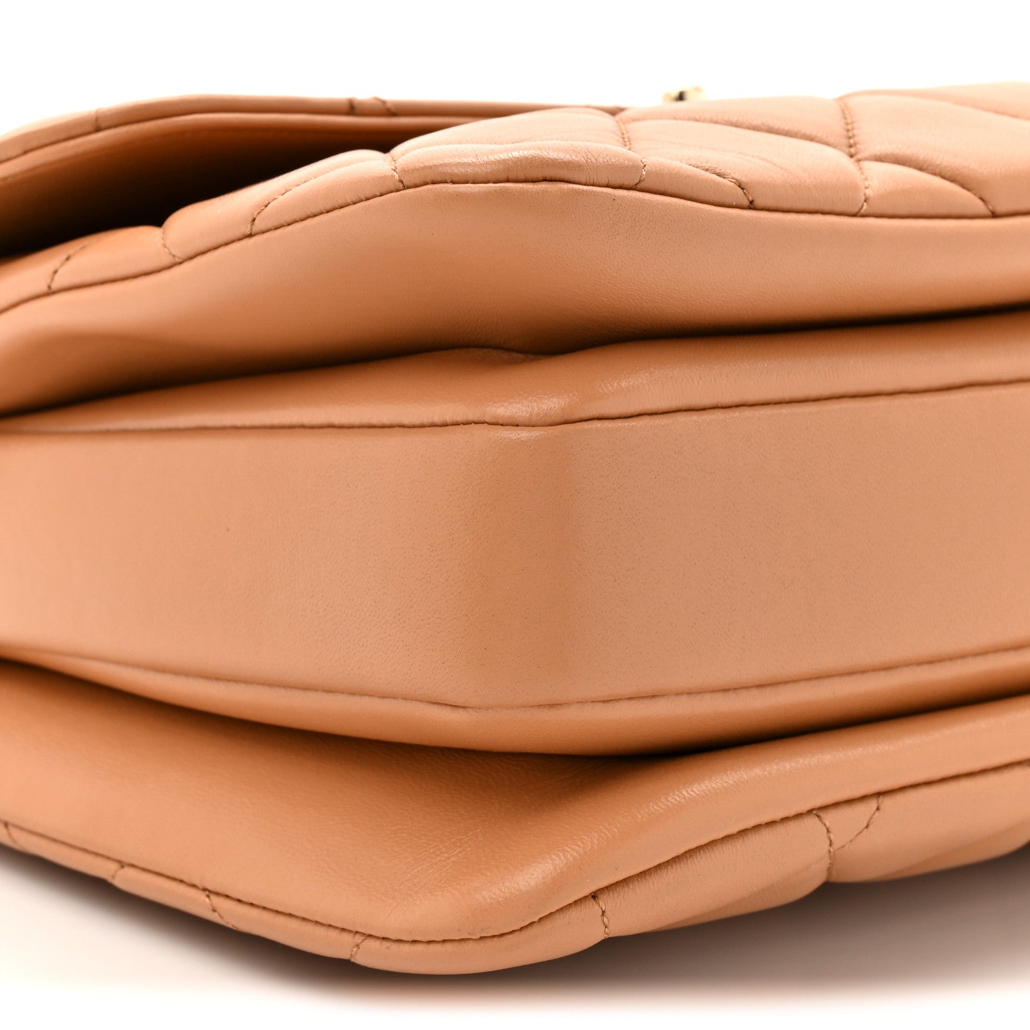 Lambskin Quilted Medium Trendy CC Flap Dual Handle Bag Camel
