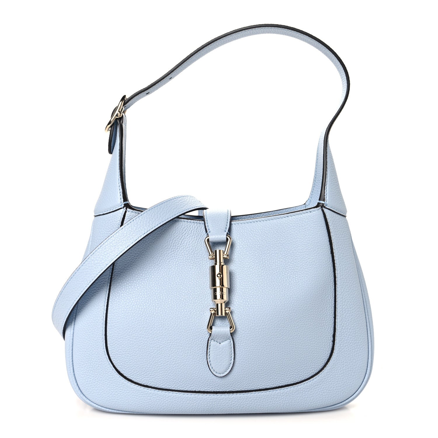 Grained Calfskin Web Medium Jackie 1961 Hobo Light Blue