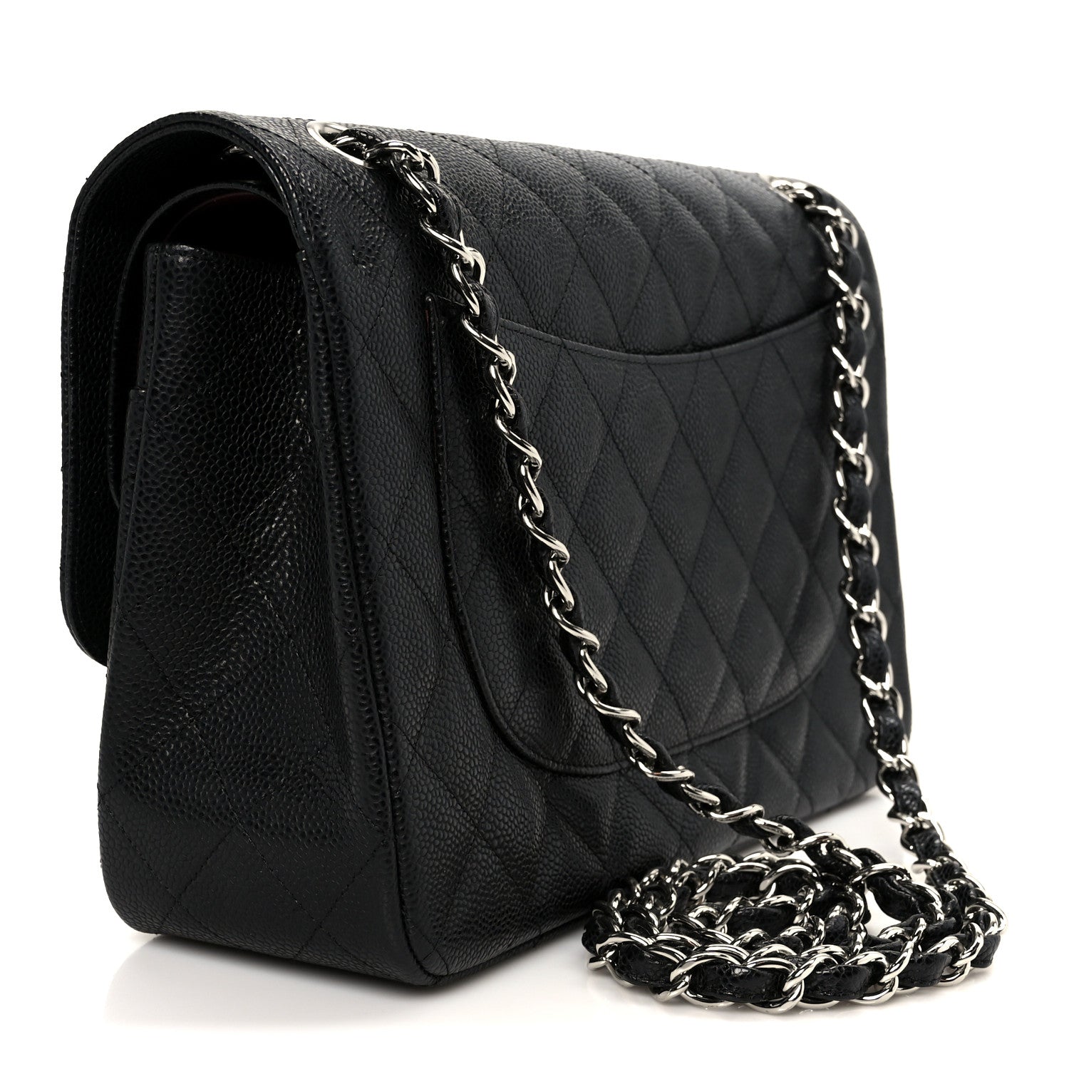 Caviar Quilted Jumbo Double Flap Black