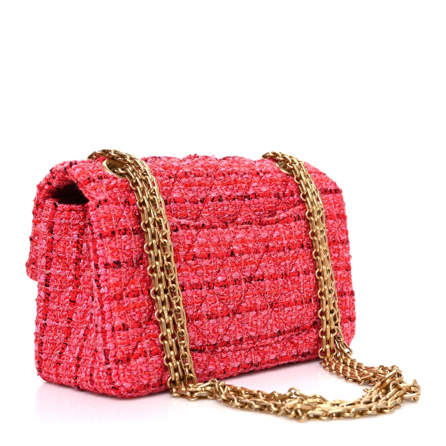 Tweed Quilted Mini 2.55 Reissue Flap Red Ecru Black