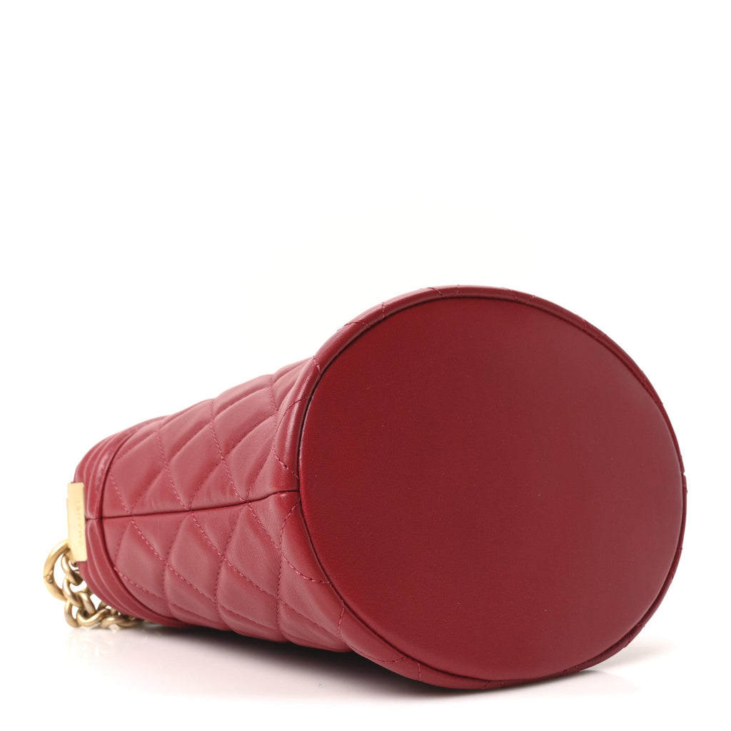 Calfskin Quilted Boy Bucket Bag Red
