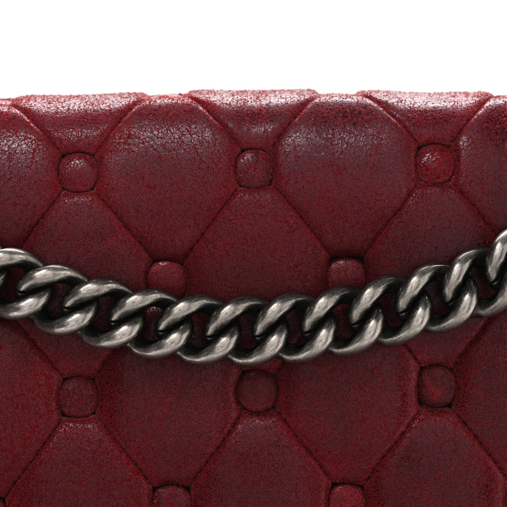 Nubuck Chesterfield Quilted Large Celtic Boy Flap Red