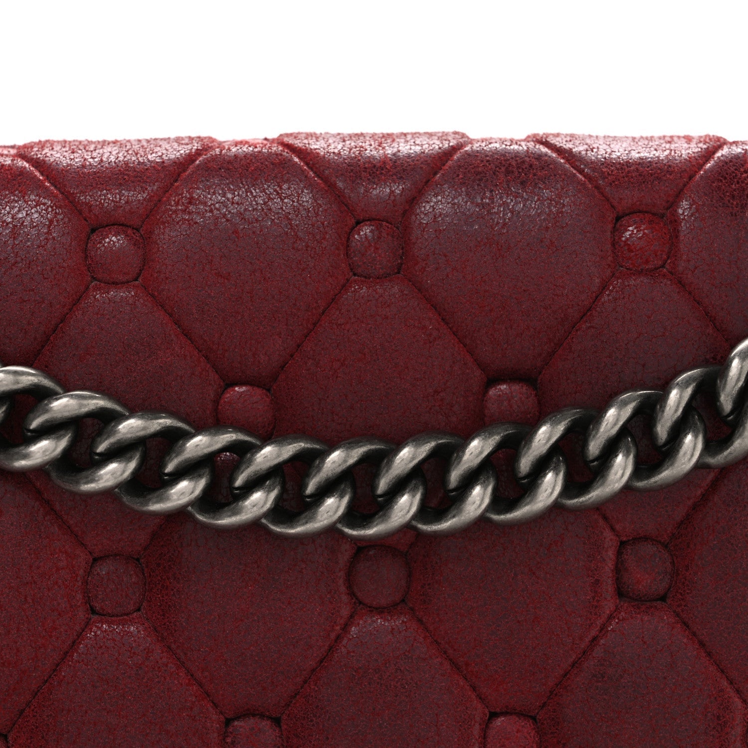 Nubuck Chesterfield Quilted Large Celtic Boy Flap Red