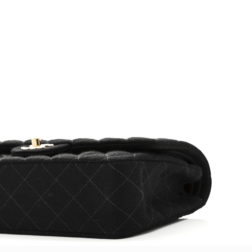 Jersey Quilted Medium Bijoux Chain Double Flap Black