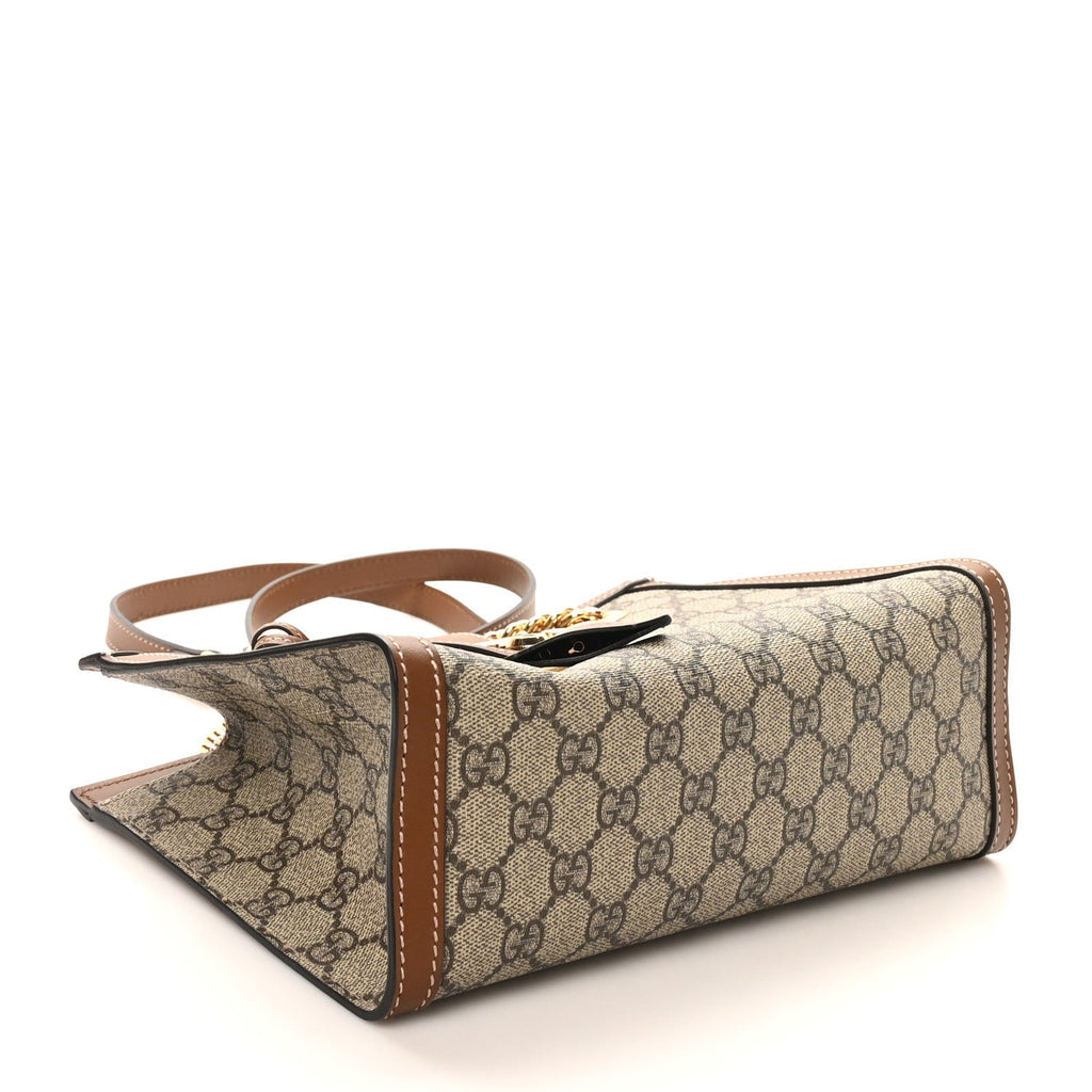 GG Supreme Monogram Calfskin Small Padlock Tote Beige Ebony Tuscany