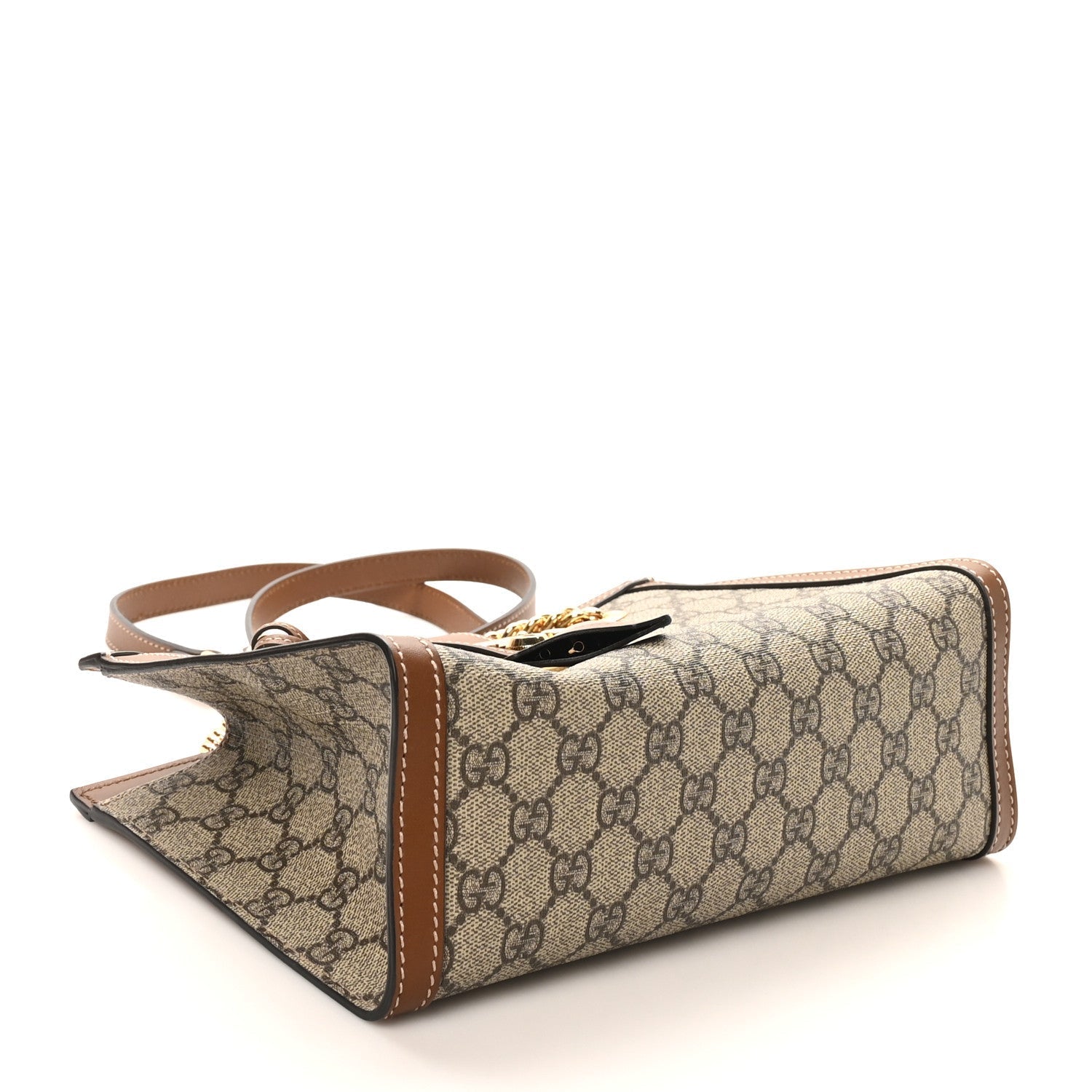 GG Supreme Monogram Calfskin Small Padlock Tote Beige Ebony Tuscany