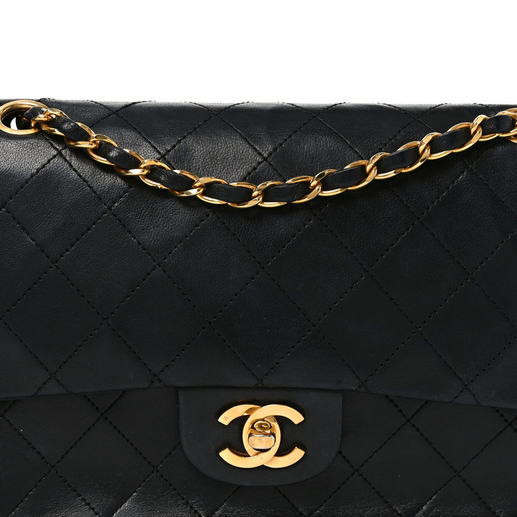 Lambskin Quilted Small Double Flap Black