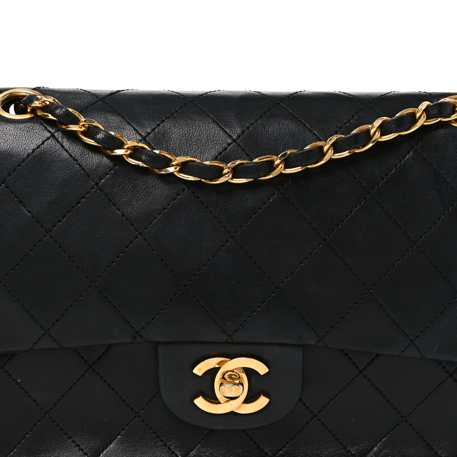 Lambskin Quilted Small Double Flap Black