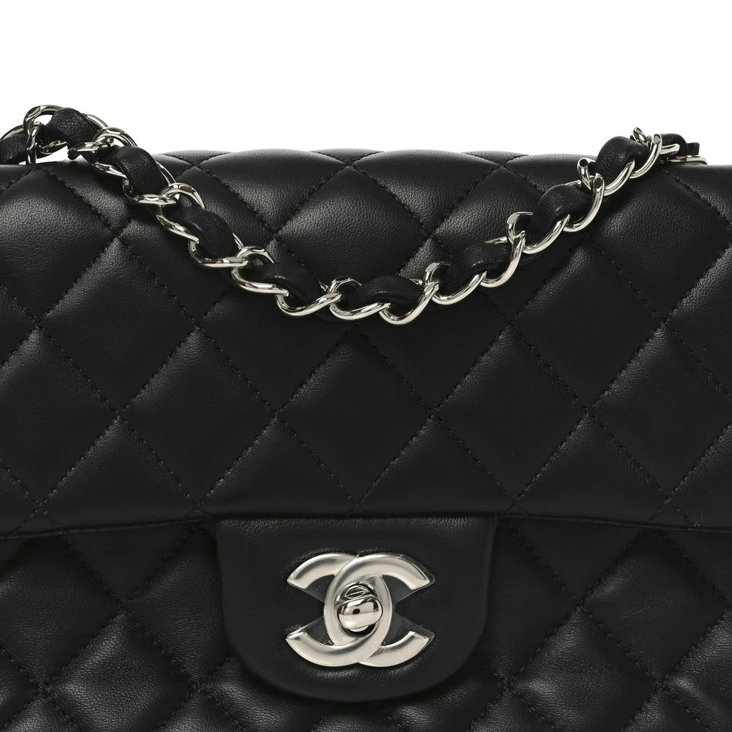 Lambskin Quilted Mini Rectangular Flap Black