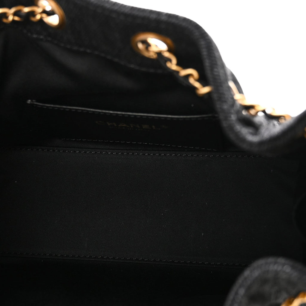 Washed Denim Quilted Mini Chanel 25 Handbag Black