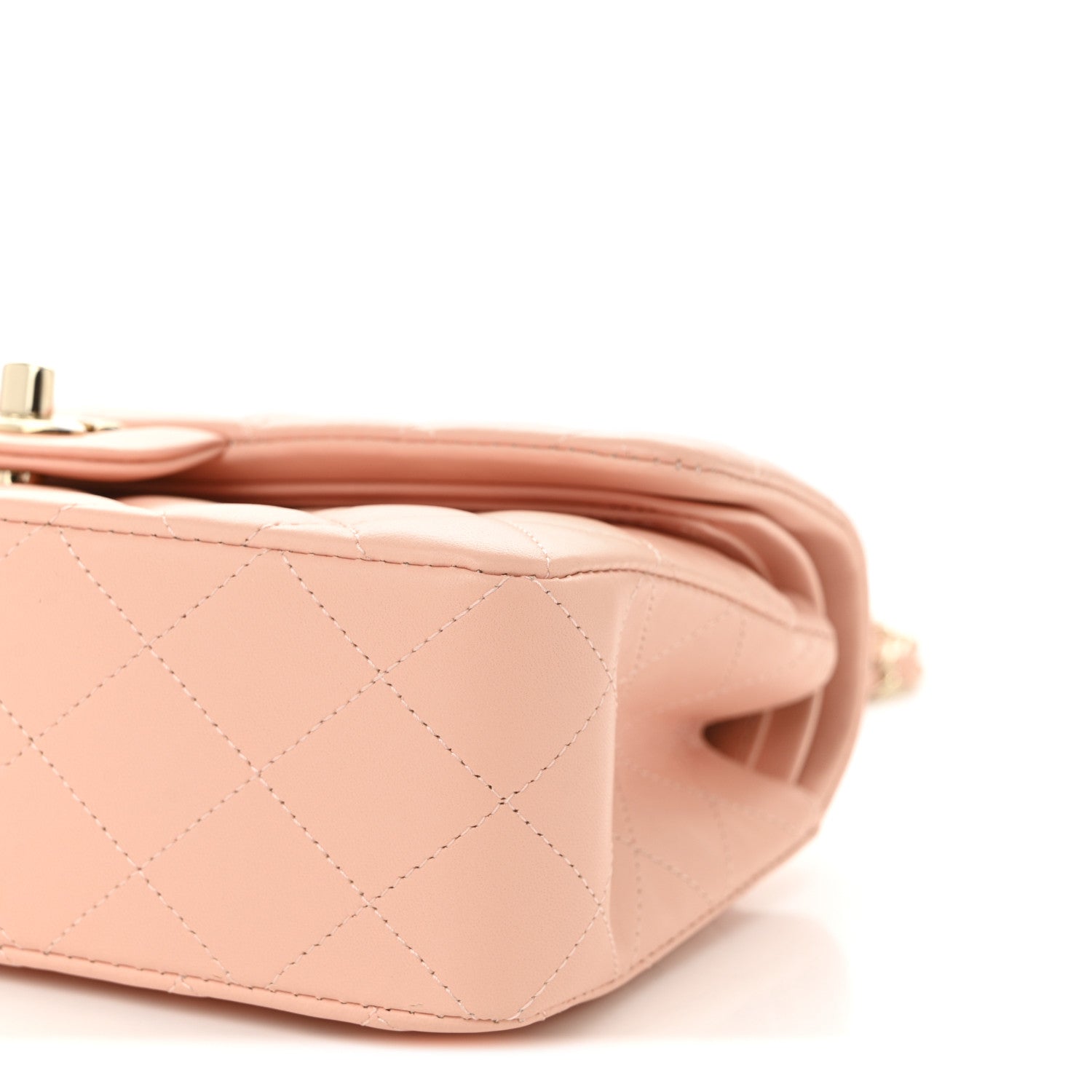 Lambskin Quilted Small Double Flap Light Orange
