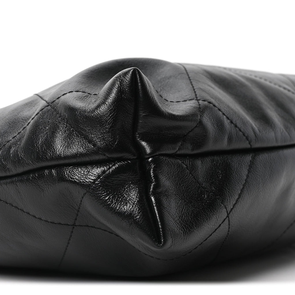 Shiny Calfskin Quilted Small Chanel 22 Black
