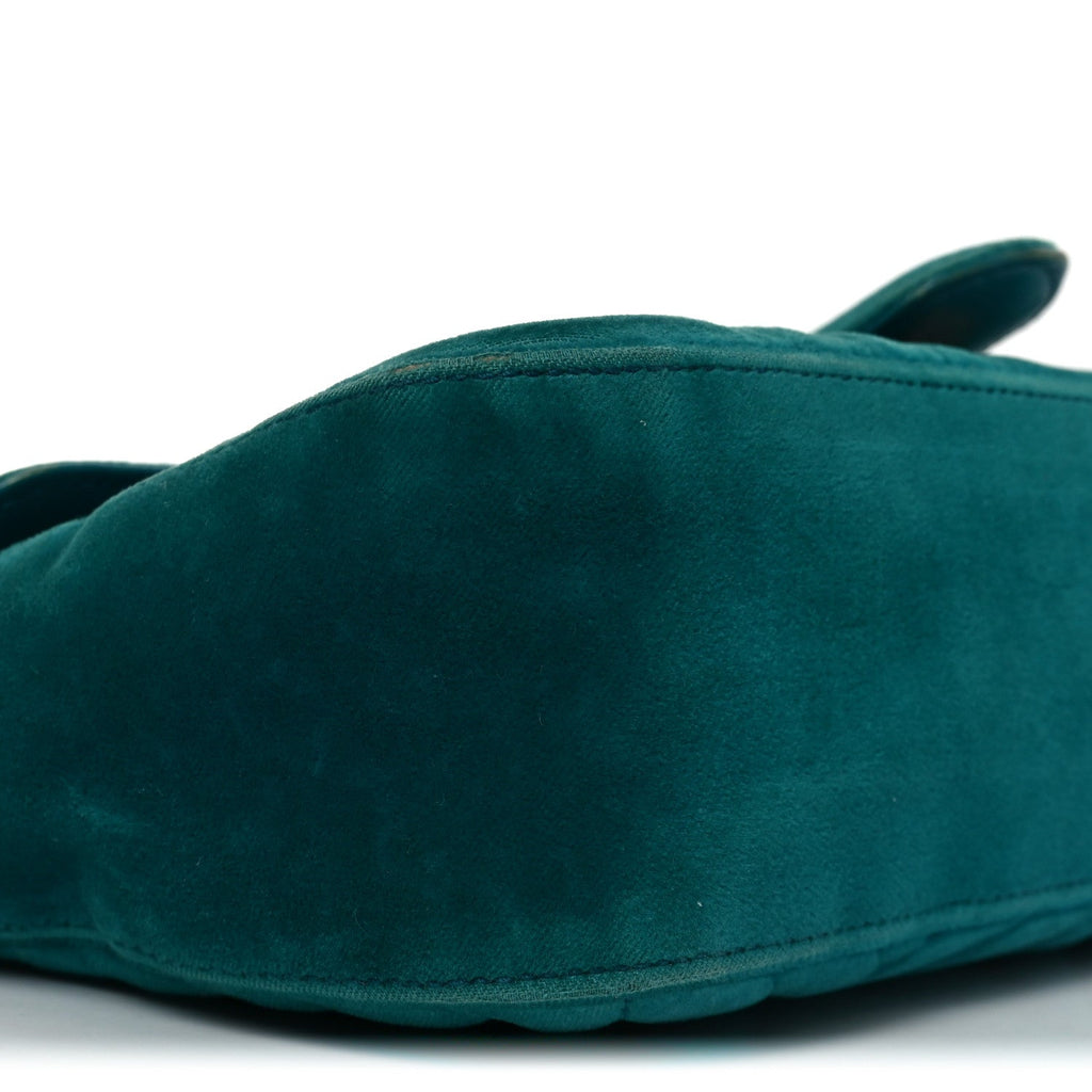 Velvet Matelasse Small GG Marmont Shoulder Bag Pavone Cyan
