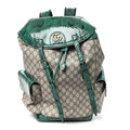 GG Supreme Monogram Snakeskin Ophidia Double Buckle Backpack Brown Green
