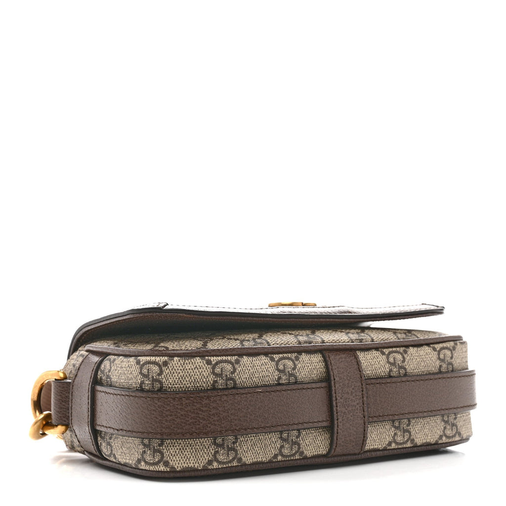 GG Supreme Monogram Web Mini Ophidia Flap Shoulder Bag Brown