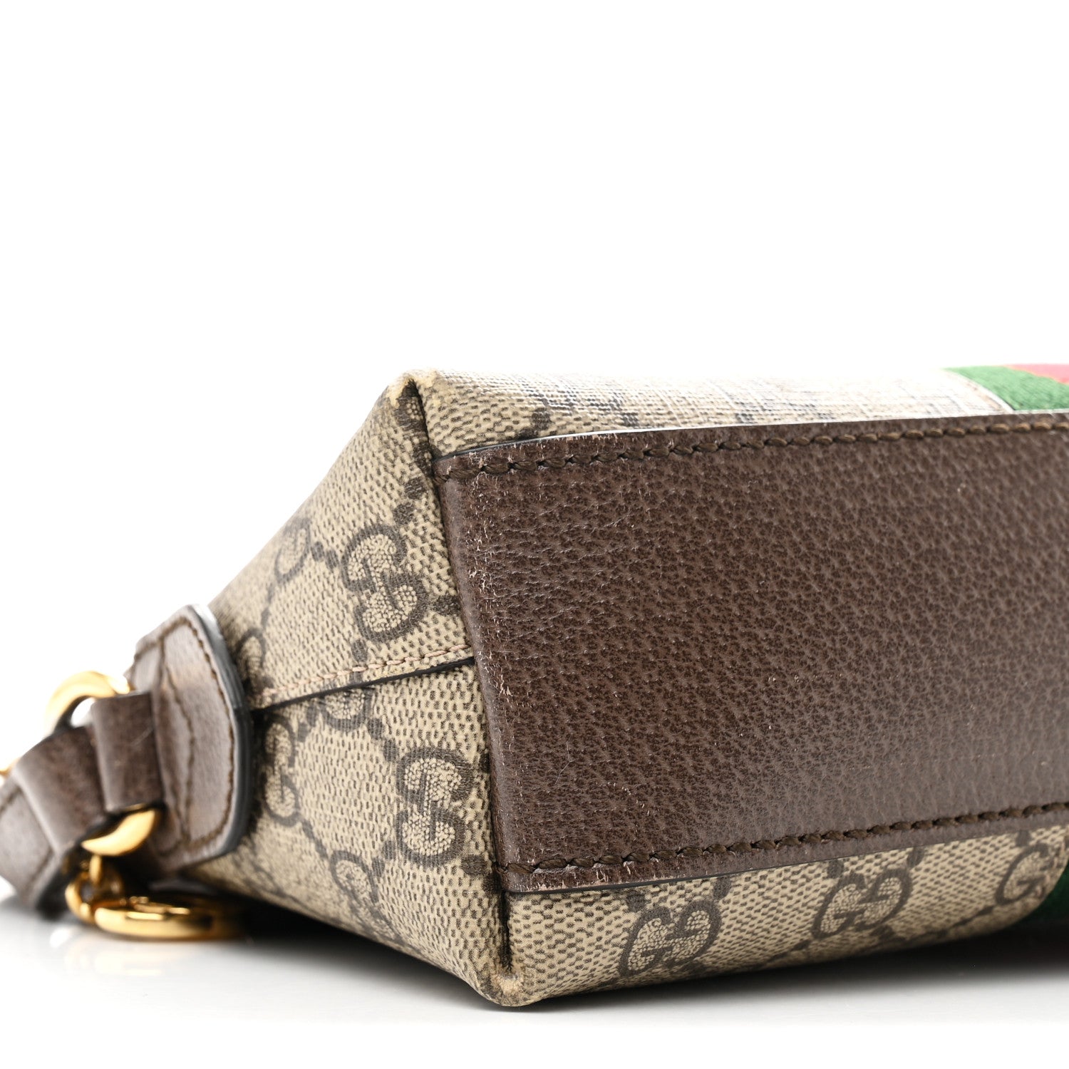 GG Supreme Monogram Textured Dollar Calfskin Web Small Ophidia Dome Shoulder Bag Beige Ebony New Acero