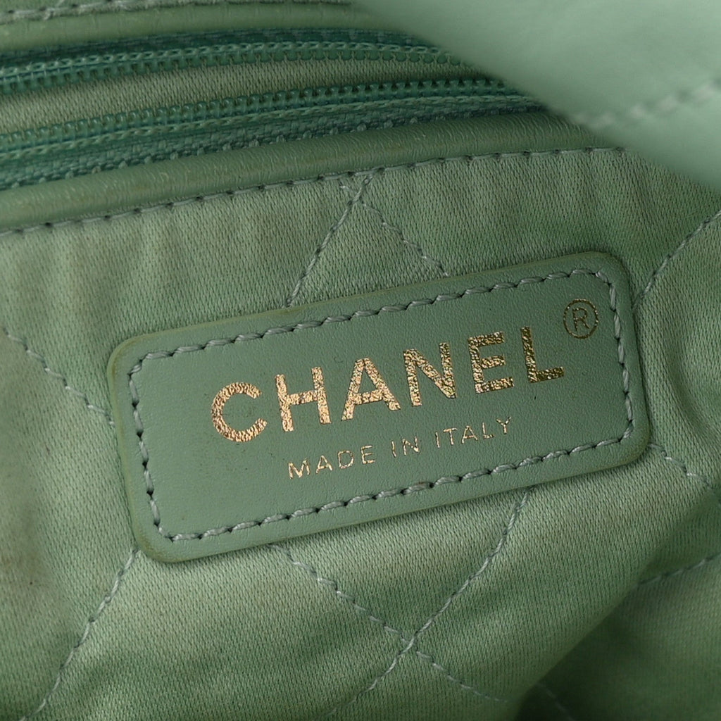 Shiny Calfskin Quilted Small Chanel 22 Light Green