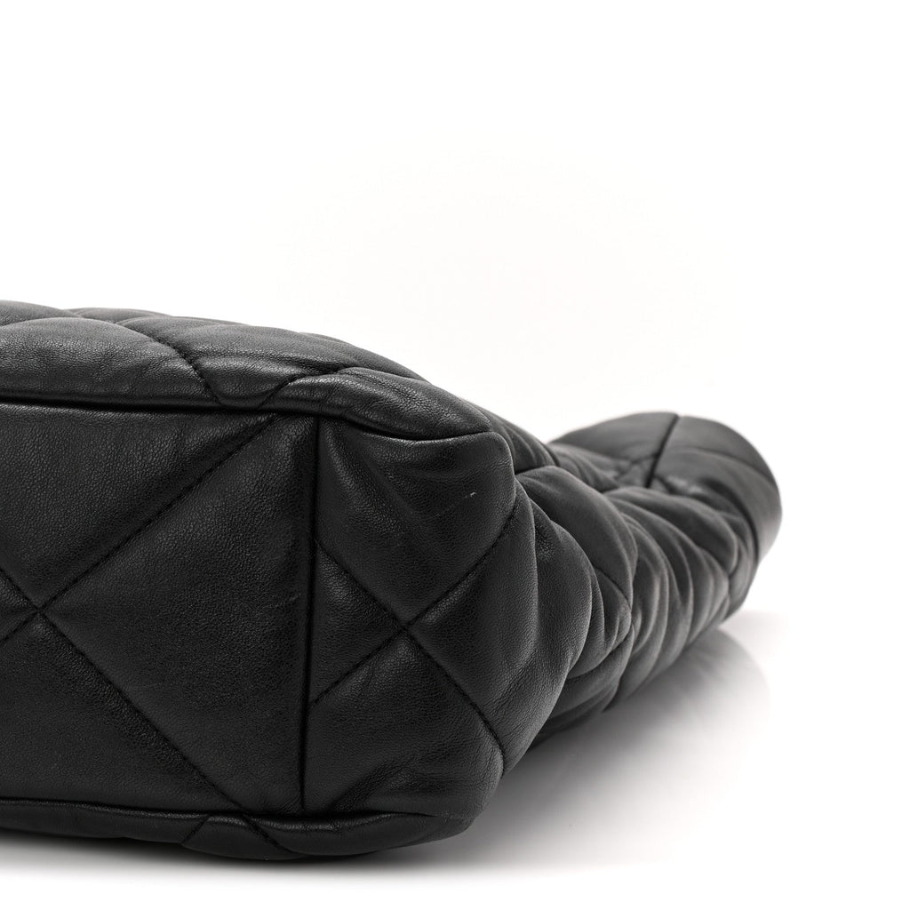 Lambskin Quilted Chanel 19 Shopping Bag Black
