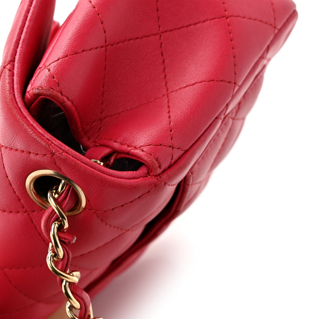 Lambskin Quilted Mini Square Flap Dark Pink
