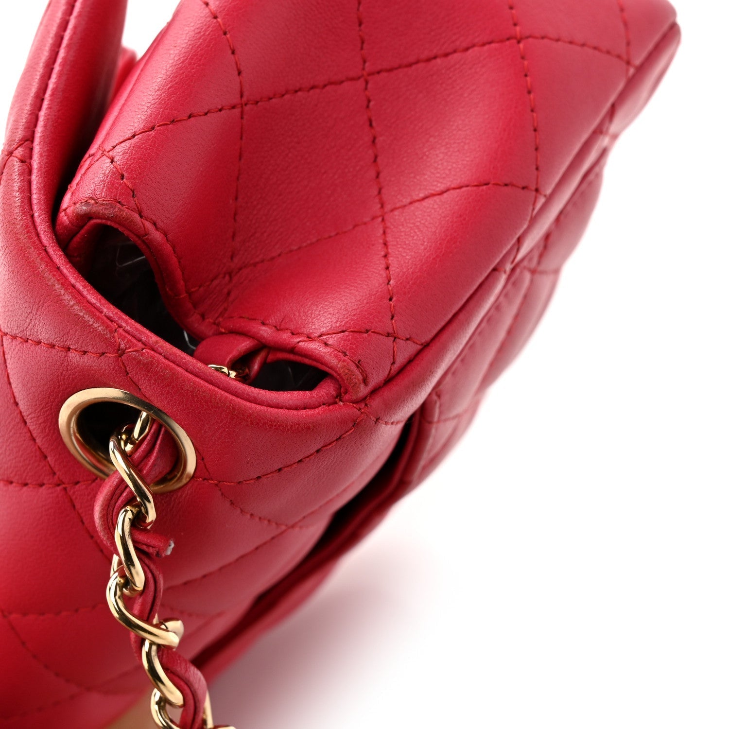 Lambskin Quilted Mini Square Flap Dark Pink