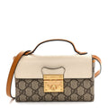 GG Supreme Monogram New Sakai Calfskin Mini Padlock Top Handle Shoulder Bag Beige Ebony Mystic White Sun Oil