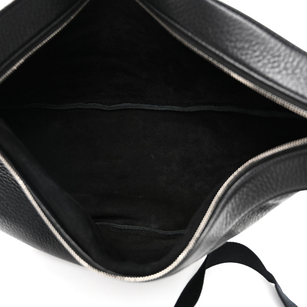 Grained Calfskin Large Slouchy Banana Bag Black