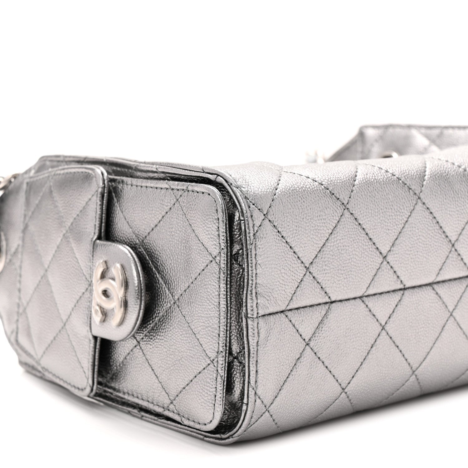 Metallic Caviar Quilted Mini Chanel 25 Handbag Anthracite