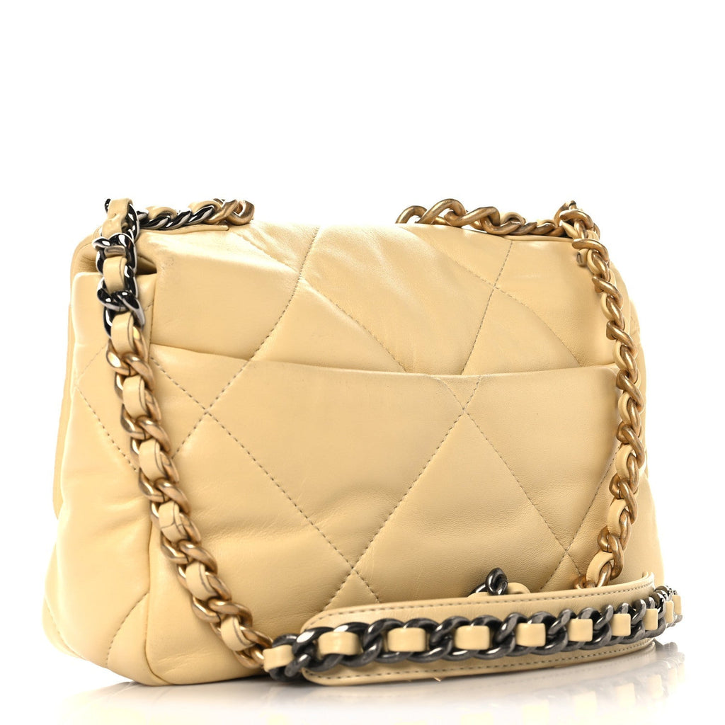 Lambskin Quilted Medium Chanel 19 Flap Yellow