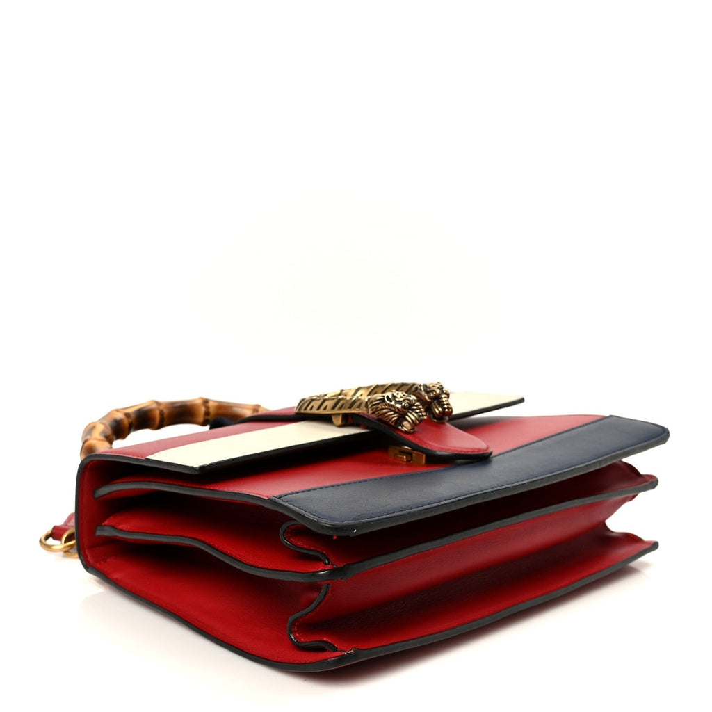 Calfskin Bamboo Web Medium Dionysus Top Handle Bag Red White Blue