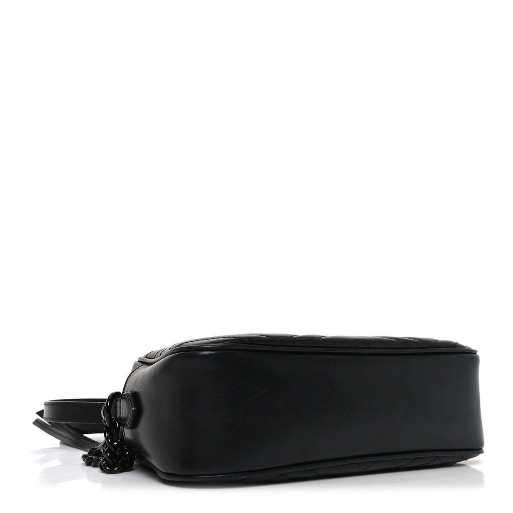 Calfskin Matelasse Monochrome Small GG Marmont Chain Shoulder Bag Black