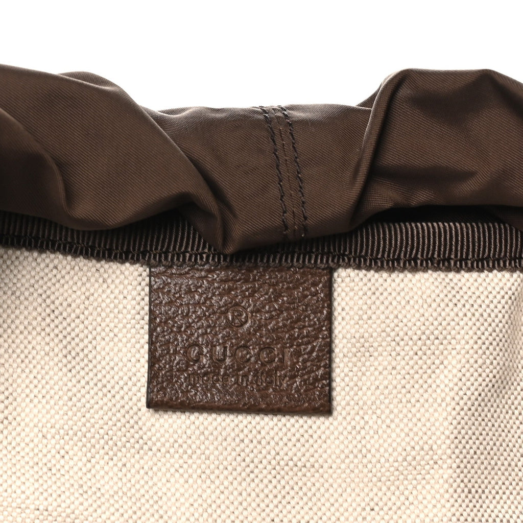 GG Supreme Monogram Medium Ophidia Double Buckle Backpack Brown