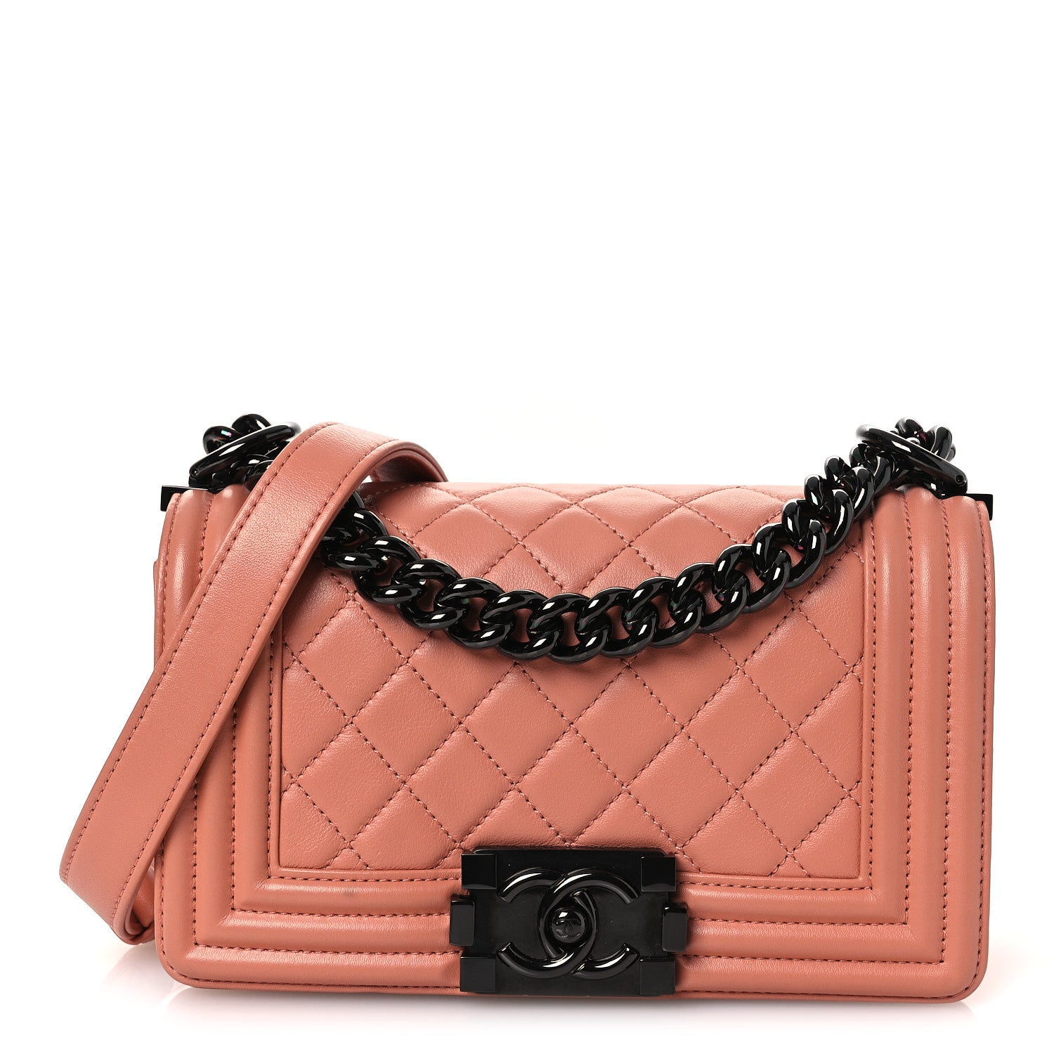 Calfskin Quilted Small Boy Flap Light Pink