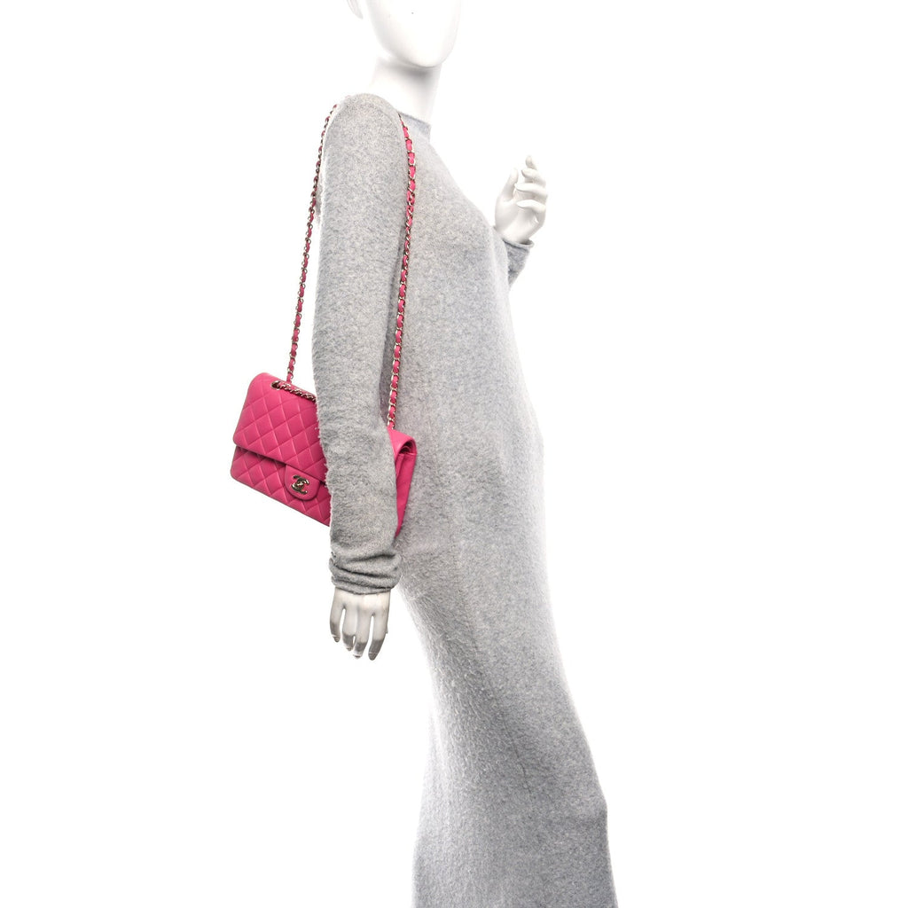 Lambskin Quilted Medium Double Flap Pink
