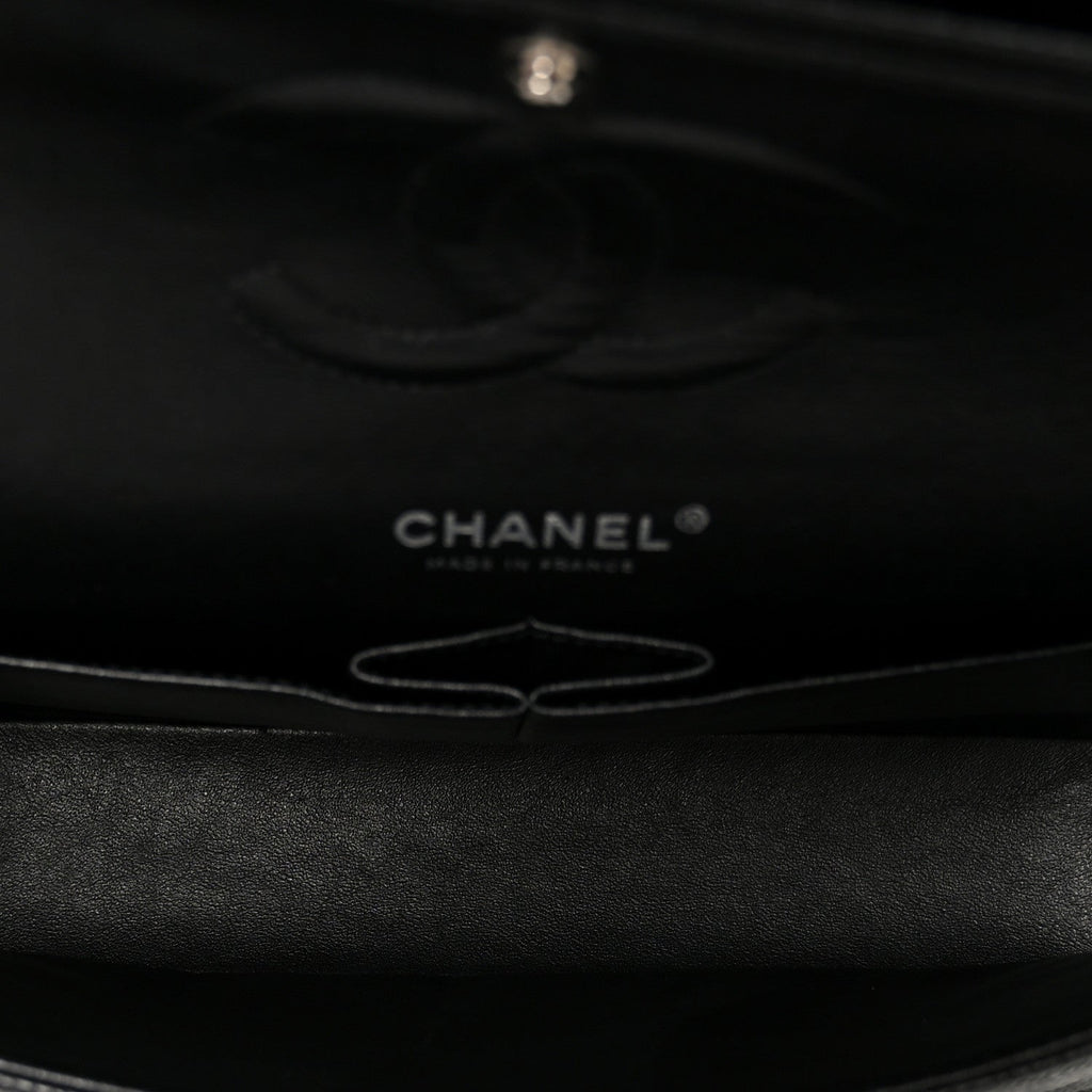 Caviar Quilted Medium Double Flap Black