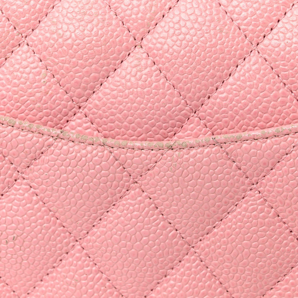 Caviar Quilted Medium Double Flap Light Pink