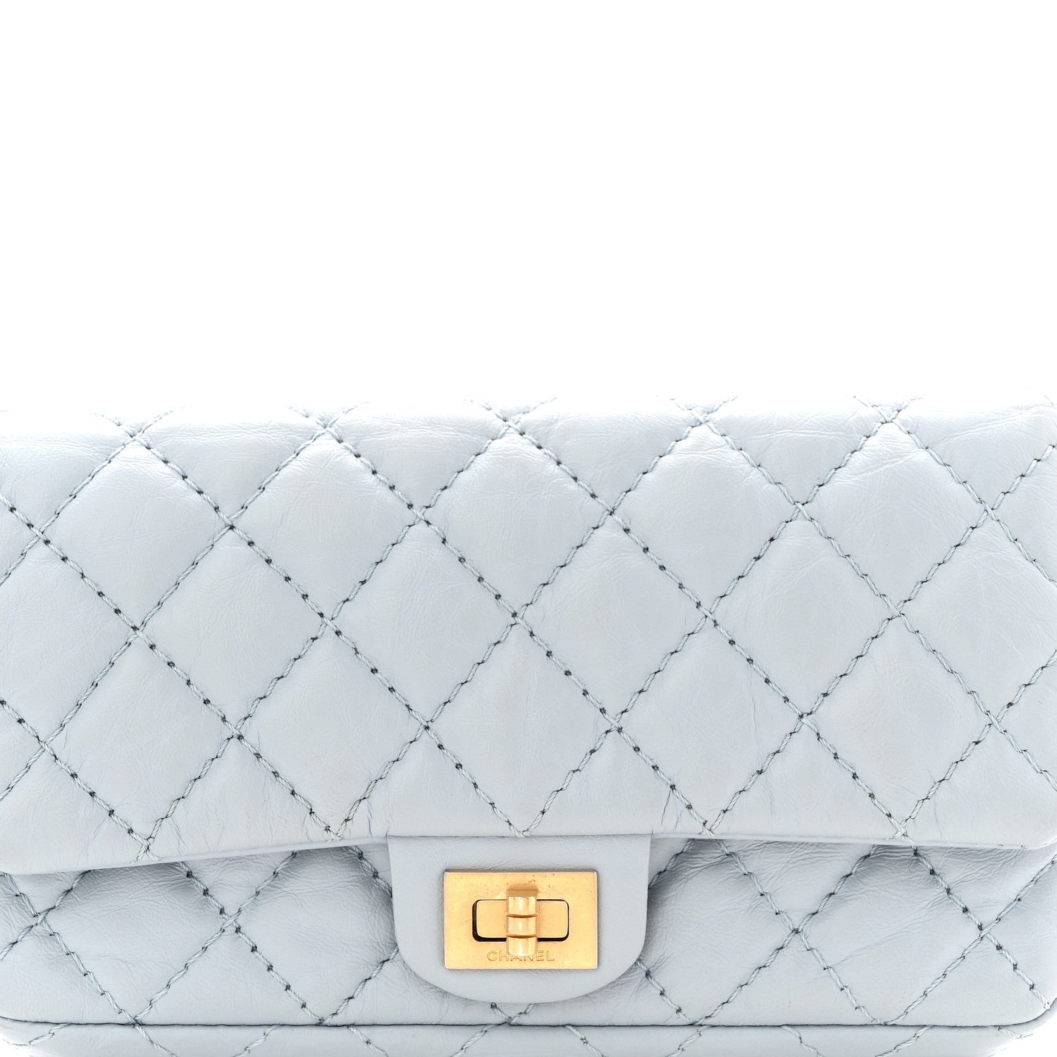 Aged Calfskin Quilted 2.55 Reissue Chain Waist Bag Light Blue