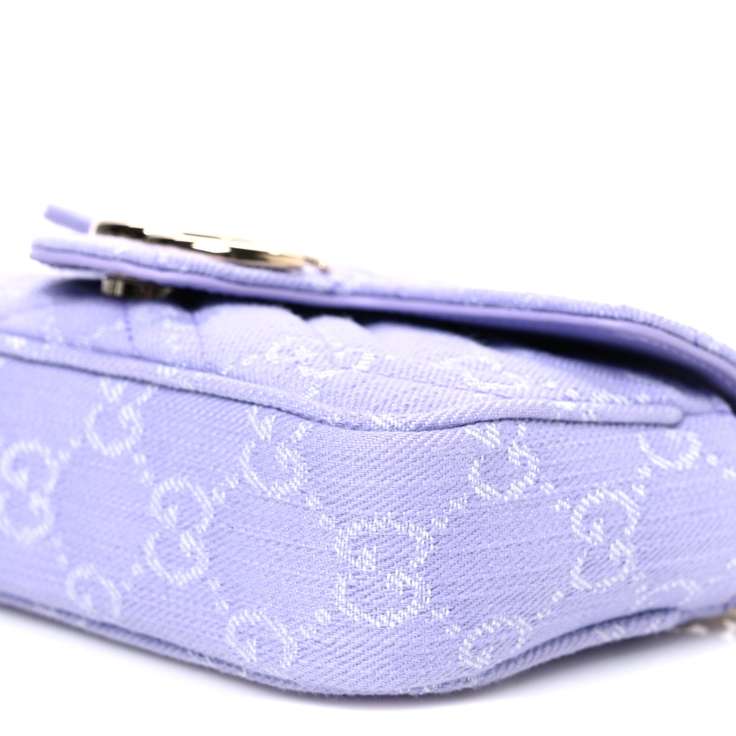 Denim GG Monogram Mini GG Marmont Shoulder Bag Light Purple