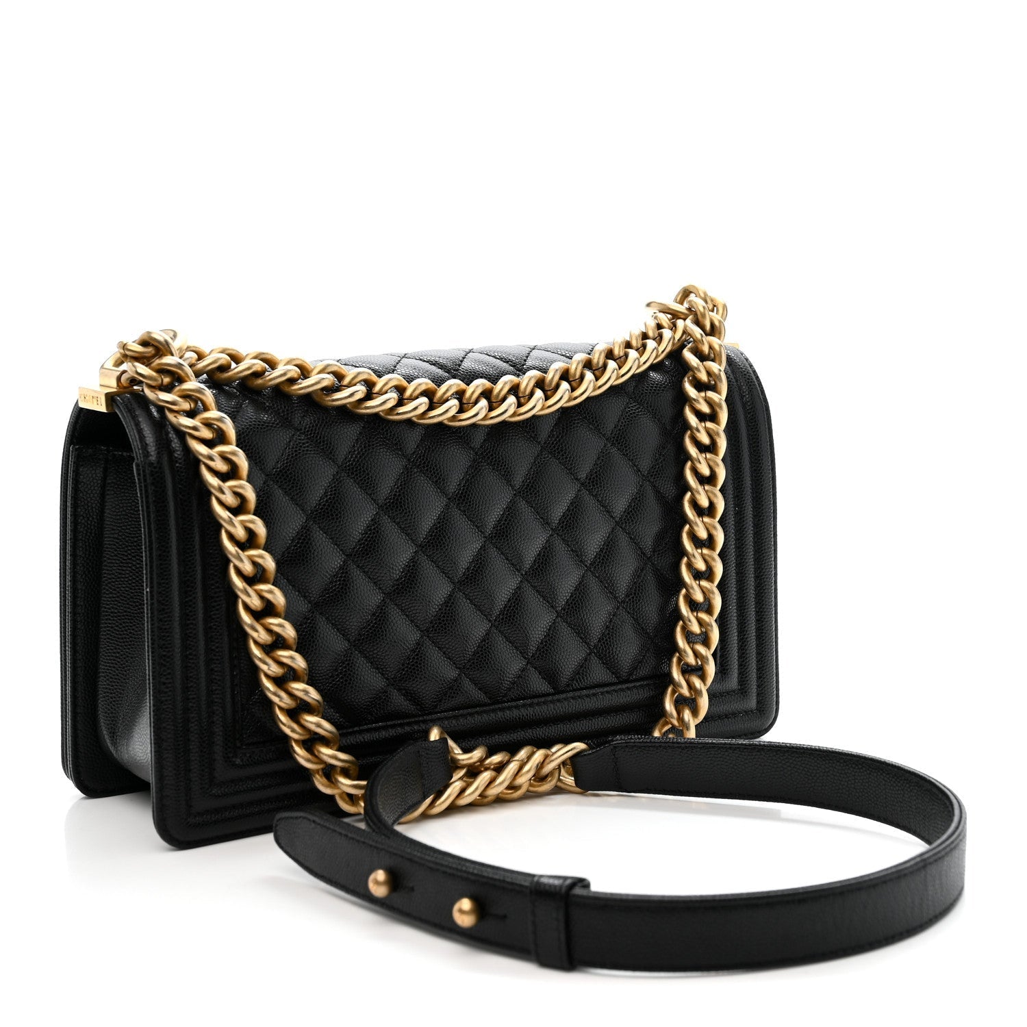 Caviar Quilted Medium Boy Flap Black